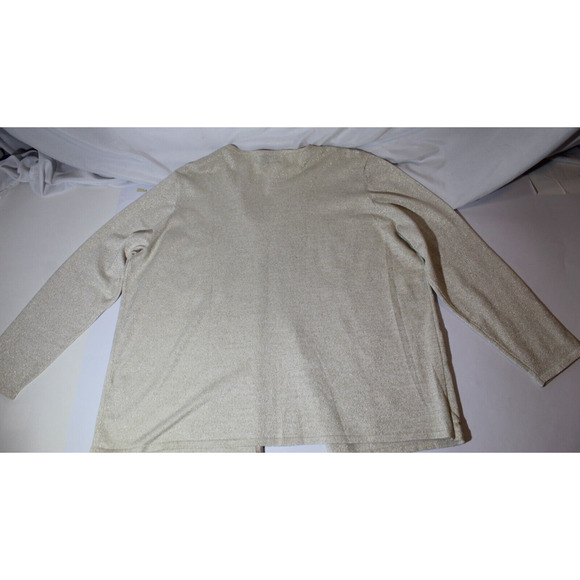 Alfred Dunner 2 in 1 Sweater Beige Gold Sequins Beaded Open Front Women's 1X - Picture 7 of 11